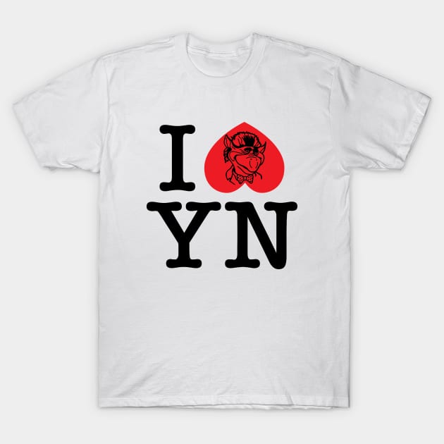 I Heart Yew Nork-Black Text T-Shirt by Podcast: The Ride